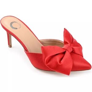 Journee Collection Red Bow Heels